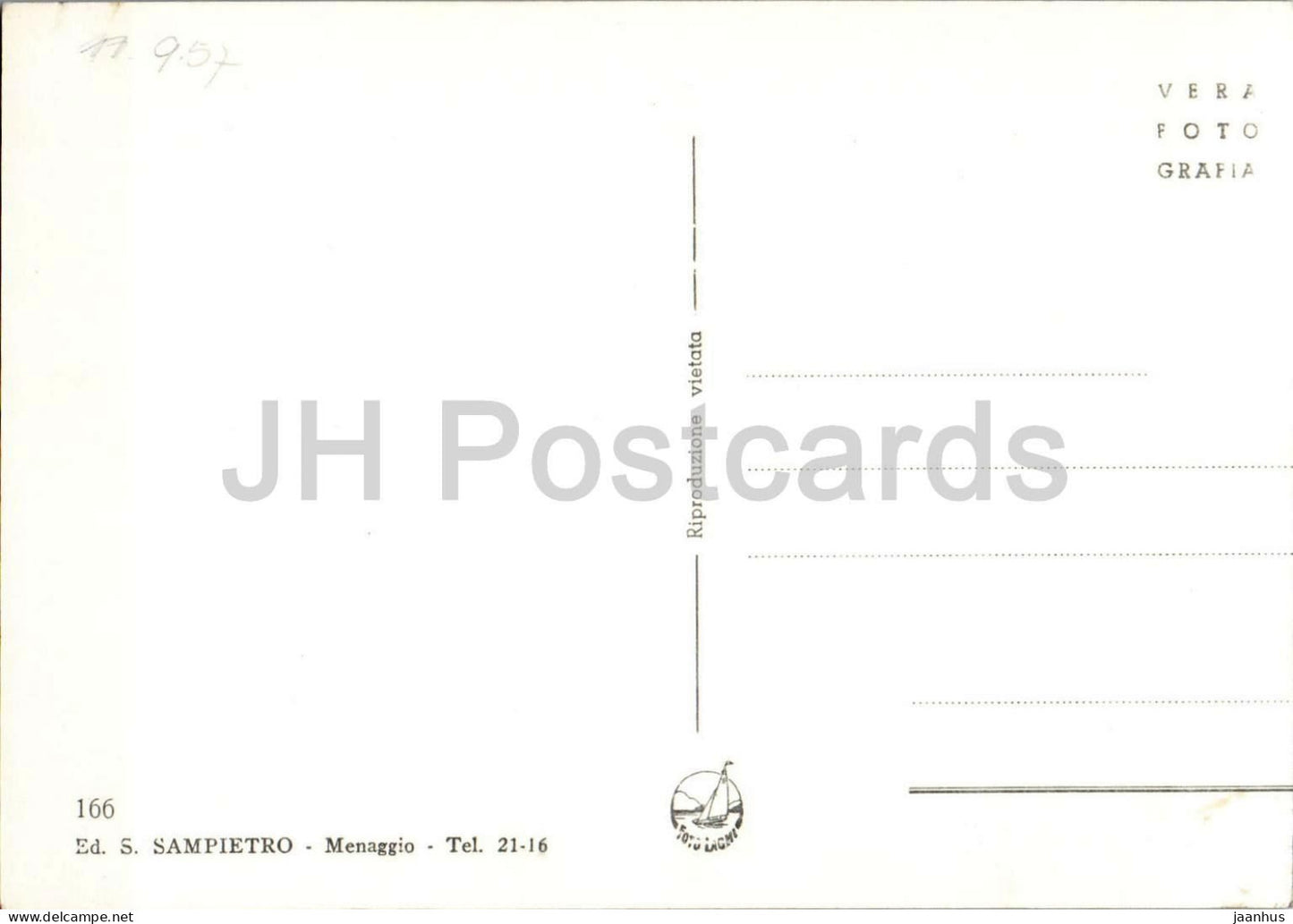 Comer See - Menaggio - Seestadtpanorama Berge Uferlinie - 166 - alte Postkarte - Italien - unbenutzt