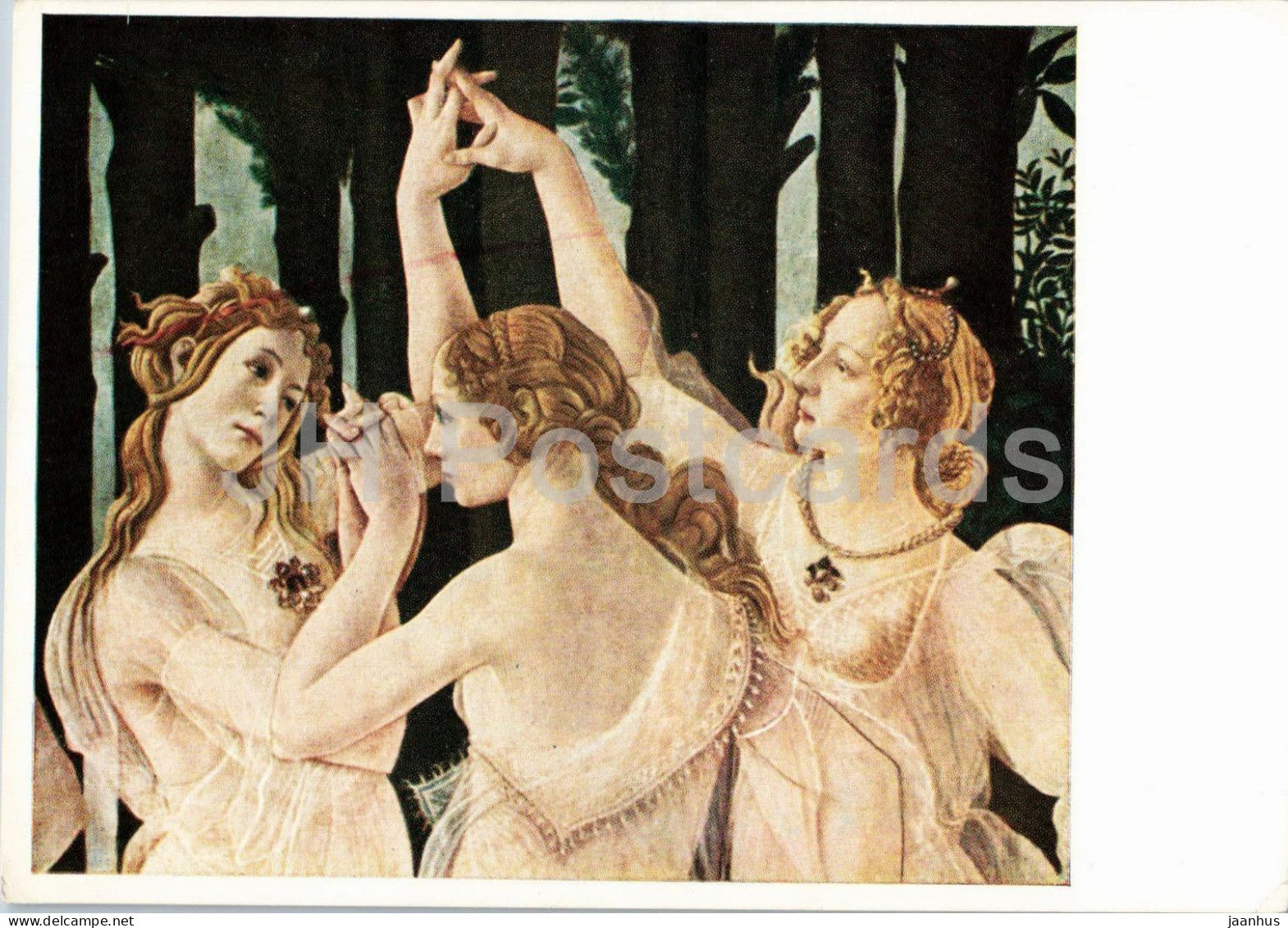 painting by Sandro Botticelli - The Three Graces - Die drei Grazien - Italian art - 7189 - 1955 - Germany DDR - unused - JH Postcards
