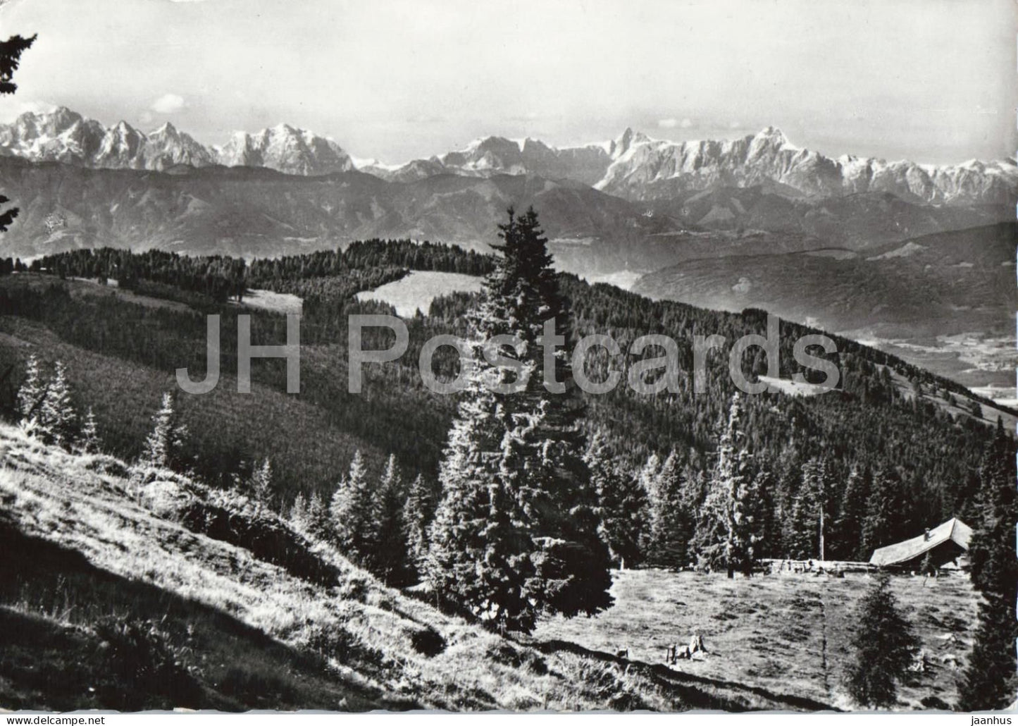 Blick von der Gerlitzen 1911 m auf Julische Alpen 2864 m - mountain panorama - 3816 - old postcard - Austria - used - JH Postcards