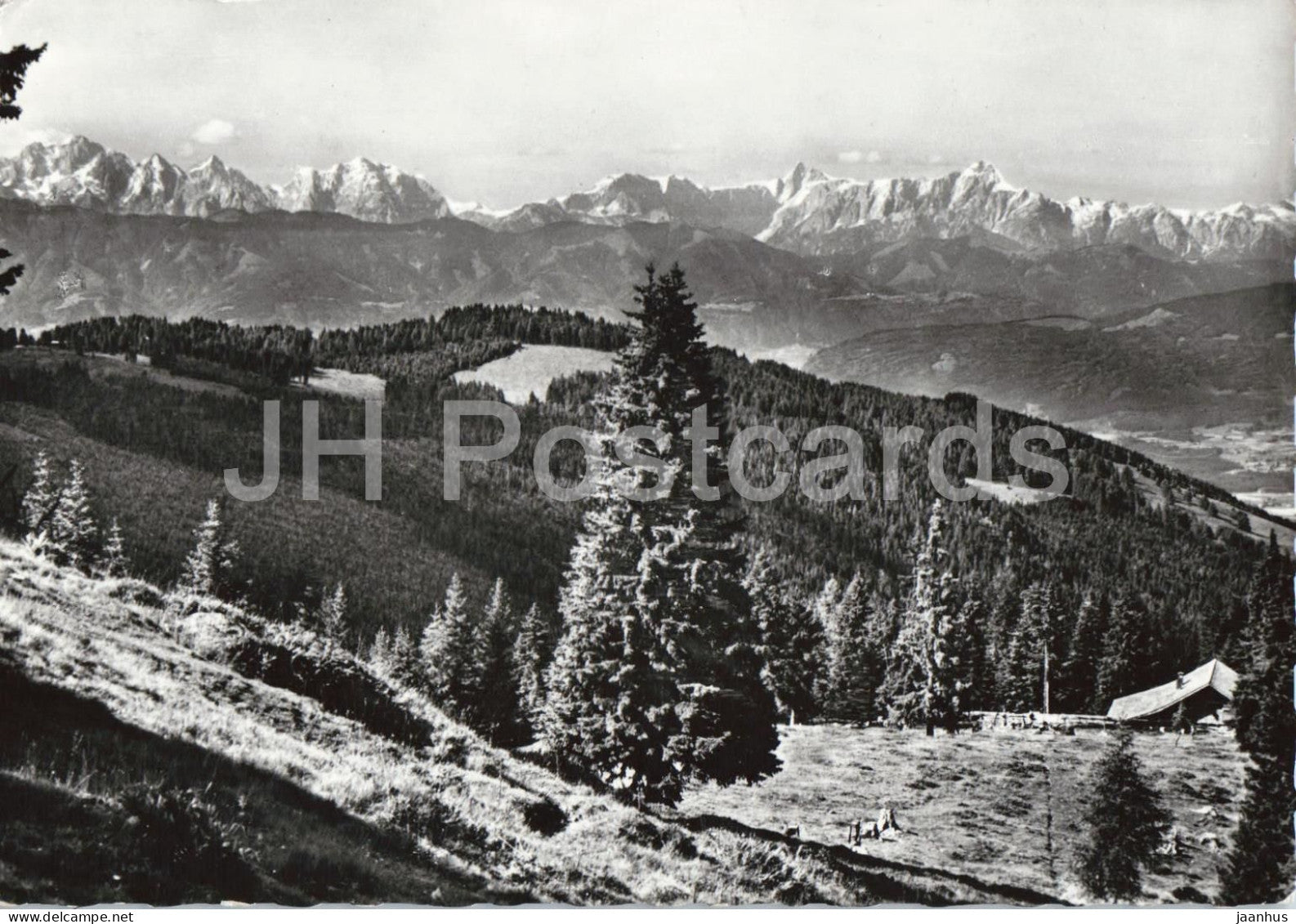 Blick von der Gerlitzen 1911 m auf Julische Alpen 2864 m - mountain panorama - 3816 - old postcard - Austria - used - JH Postcards