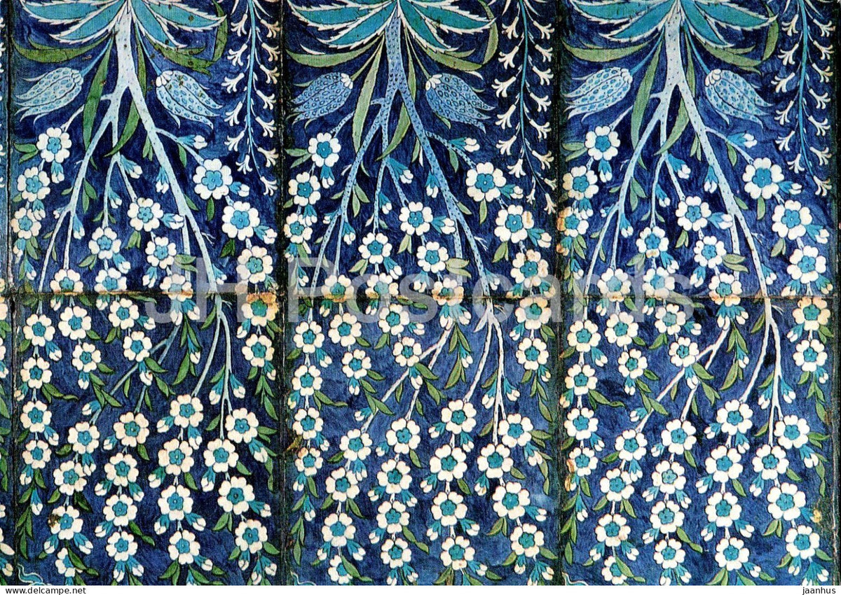 panel of glazed tiles - Iznik Turkey 16th-17th century - Ottoman ceramic art - Portugal - unused - JH Postcards