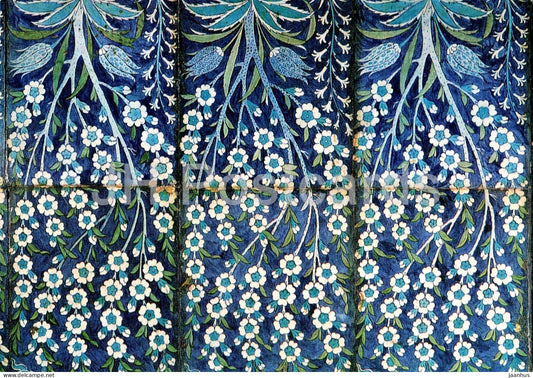 panel of glazed tiles - Iznik Turkey 16th-17th century - Ottoman ceramic art - Portugal - unused - JH Postcards