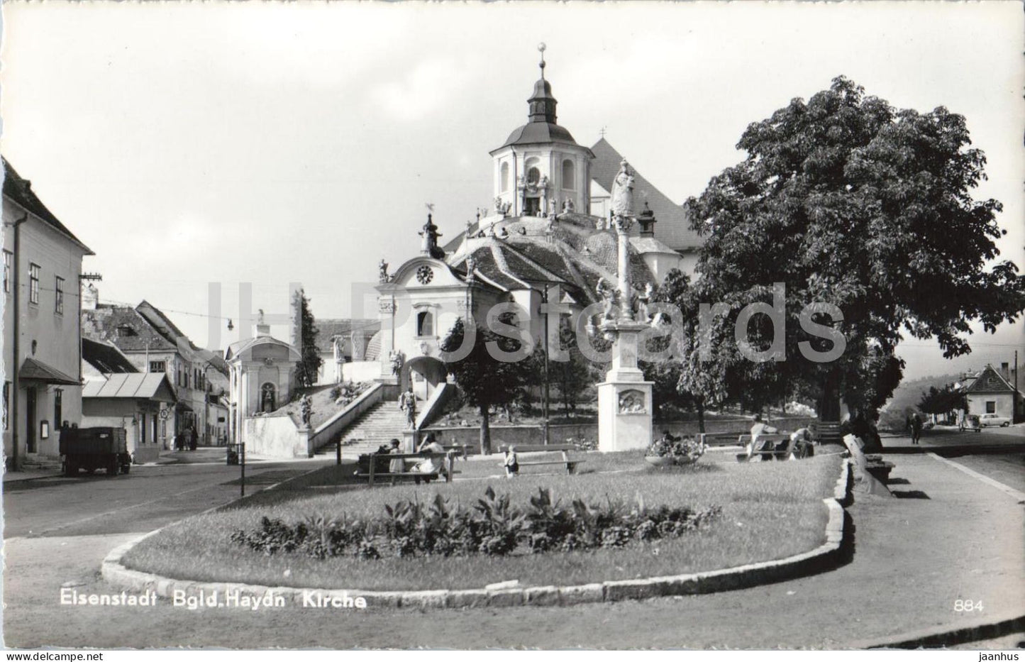 Eisenstadt - Bgld. - Haydn Kirche - church - square - town view - 884 - old postcard - Austria - unused - JH Postcards