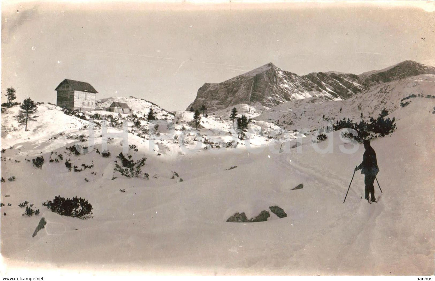Naturfreundehaus am Dachstein Wiesberghohe 1882 - ski tourist and mountain hut - photo - old postcard - Austria - unused - JH Postcards