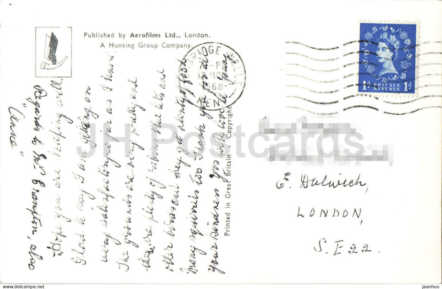 Une vue aérienne de David Salomons House - Southborough - 9609 - 1968 - Angleterre - Royaume-Uni - utilisée