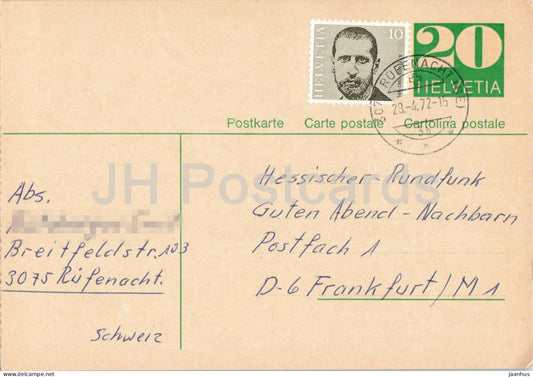 Guten Abend Nachbarn - Hessischer Rundfunk - postal stationery - 140 - 1972 - Switzerland - used - JH Postcards
