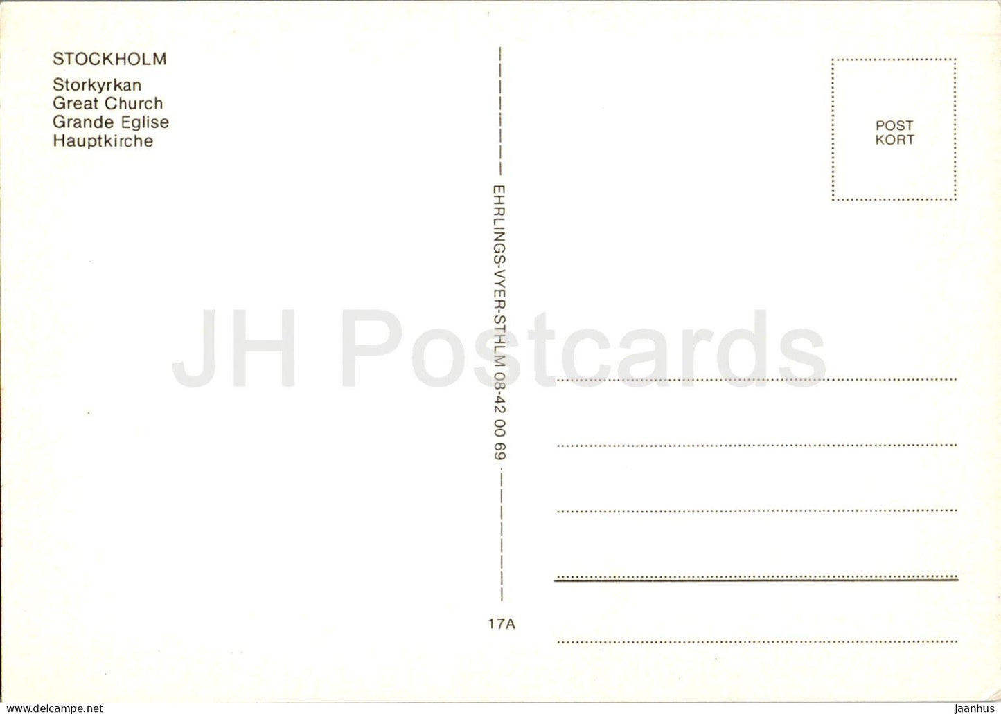 Stockholm - Storkyrkan - Grande église - 17A - Suède - inutilisé 
