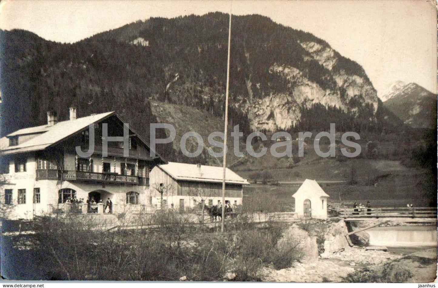 Kufstein - Gasthof bei der Brucke - river - mountains - photo - old postcard - 1913 - Austria - unused - JH Postcards
