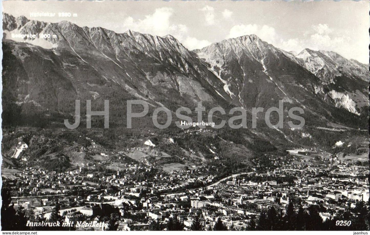 Innsbruck mit Nordkette - city panorama - mountains - alpine city - 9250 - Austria - unused - JH Postcards