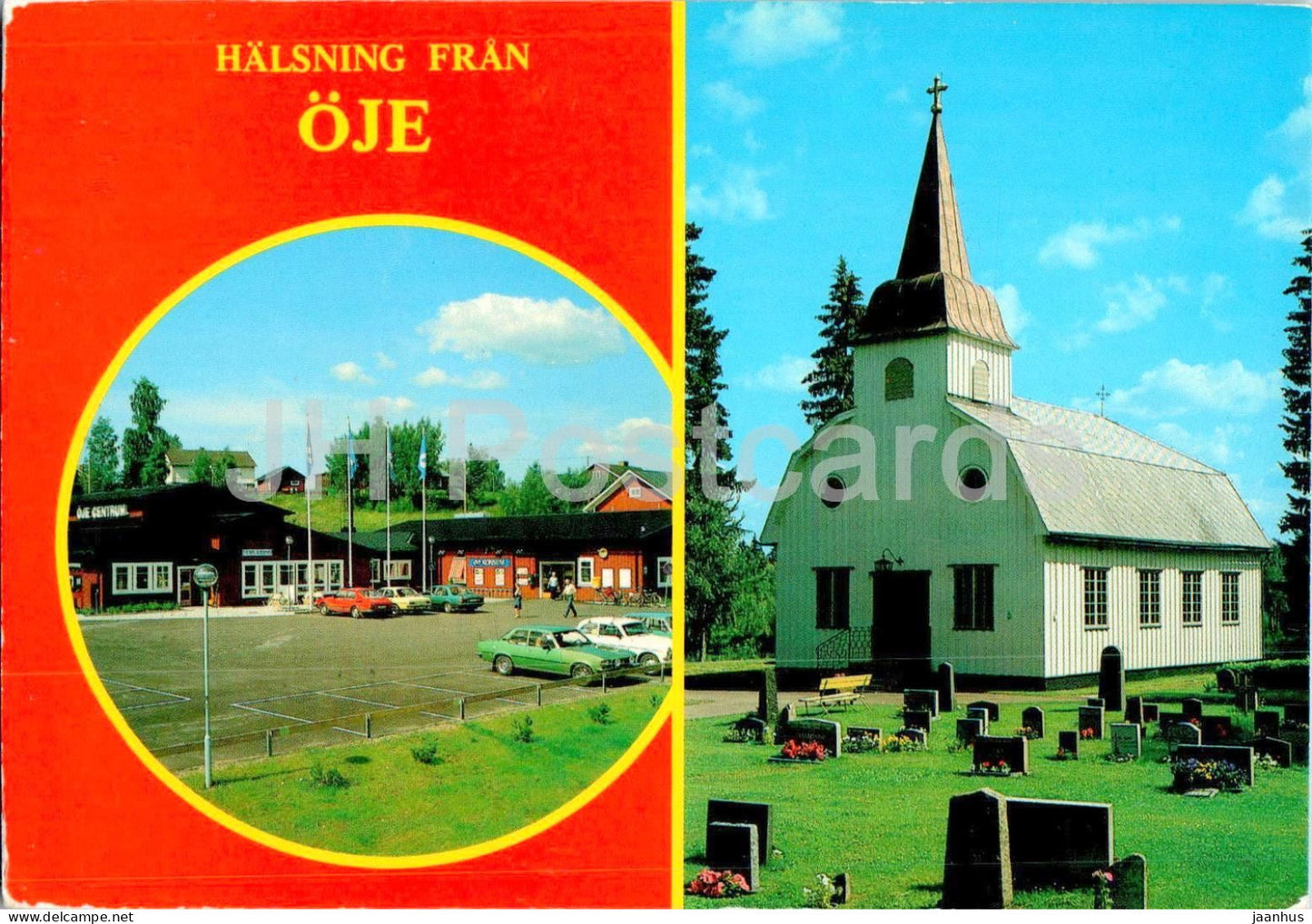 Halsning fran Oje - Kyrkan - Dalarna - multiview - church - centrum - D-13-24 - 2003 - Sweden - used - JH Postcards