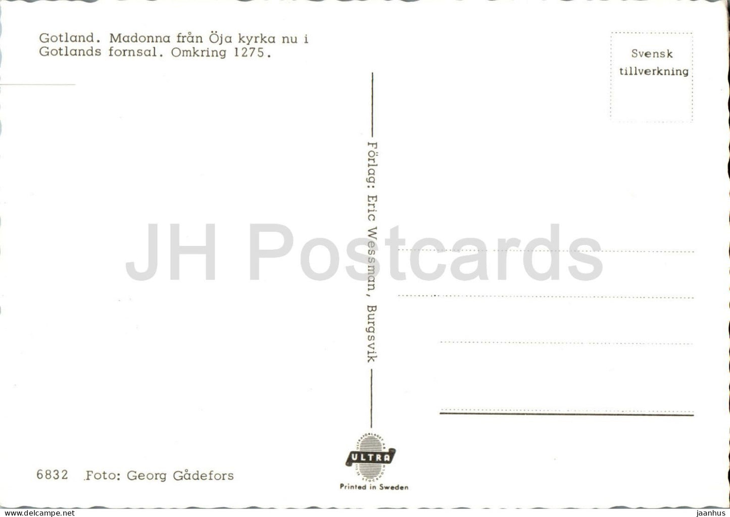 Madonna fran Oja kyrka - Gotland - 6832 - Suède - inutilisé 