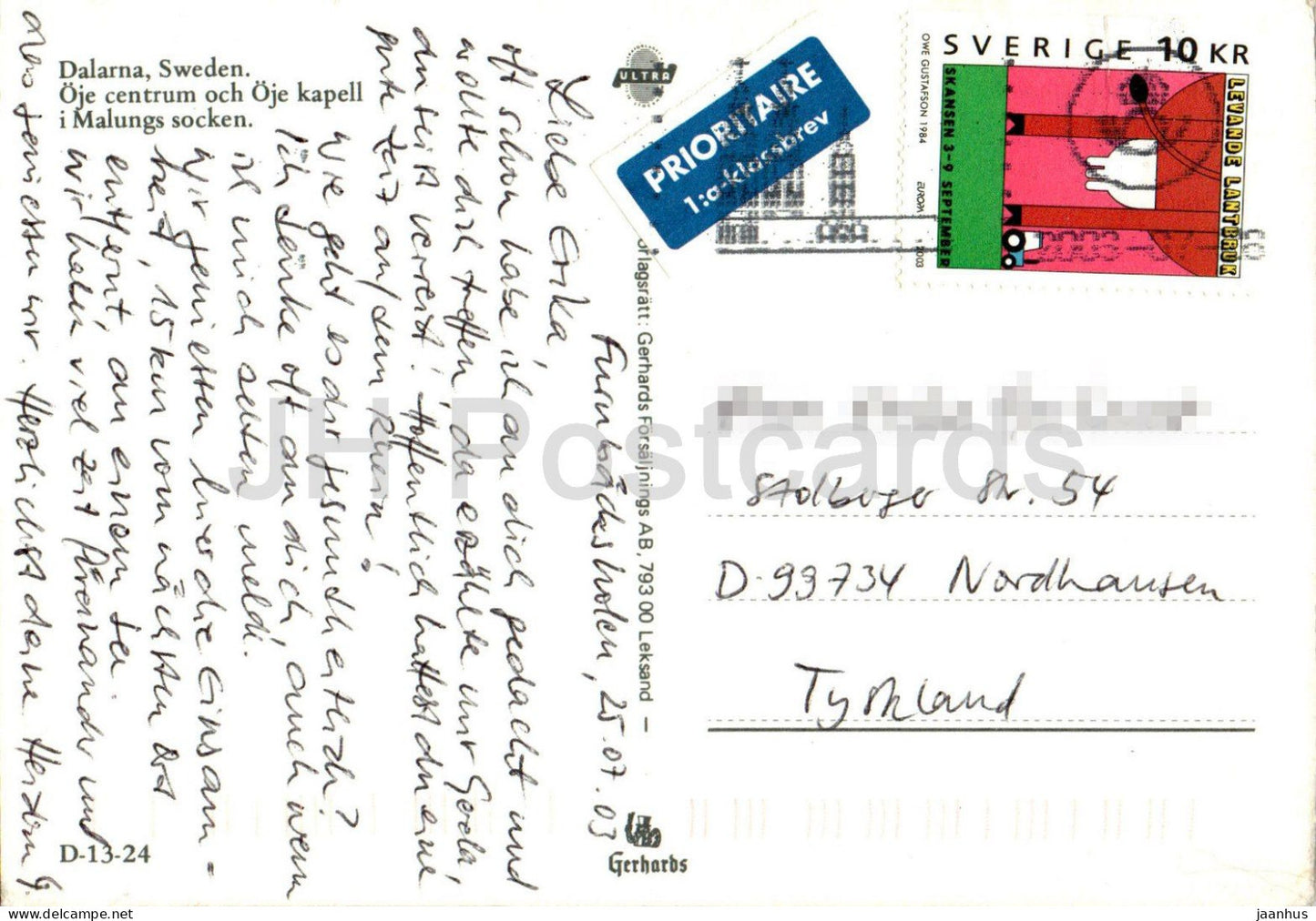 Halsning fran Oje - Kyrkan - Dalarna - multiview - église - centrum - D-13-24 - 2003 - Suède - utilisé 