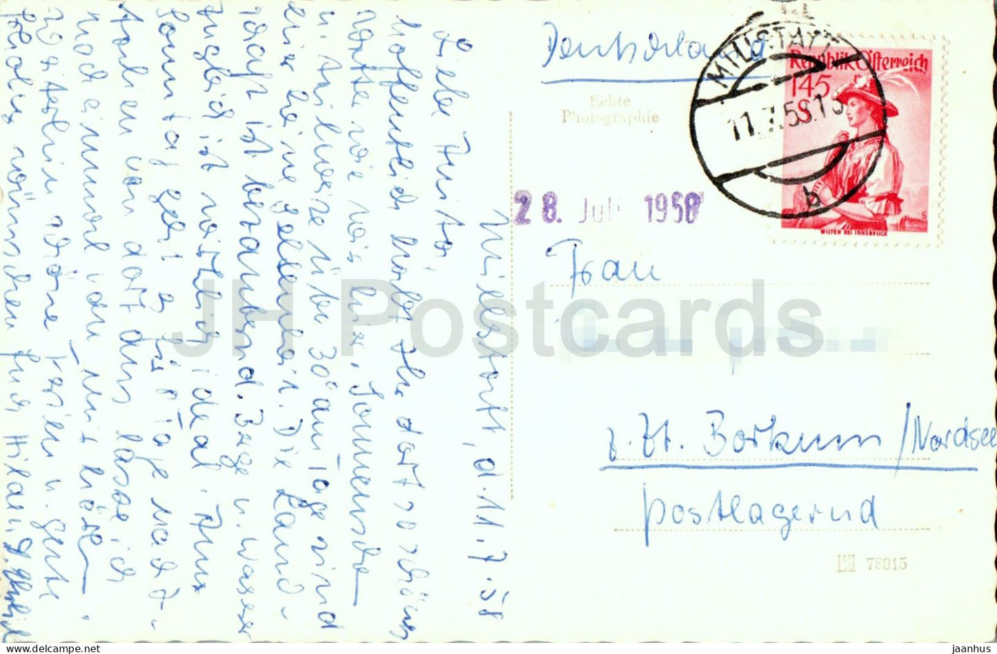 Ausblick von Sappl auf den Millstattersee - lake - panorama - mountains - 3177 - old postcard - 1958 - Austria - used