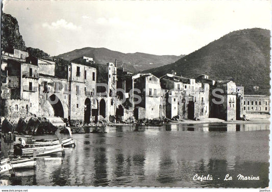 Cefalu - La Marina - seaside town - harbor - historic houses - Sicily - 31487 - old postcard - Italy - used - JH Postcards