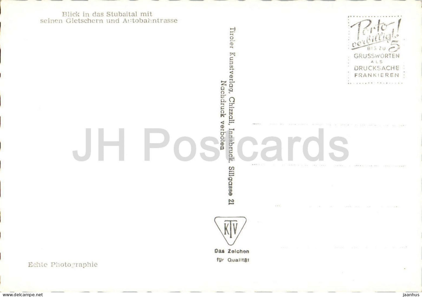 View of the Stubai Valley with its glaciers and the highway route - mountains - 5252 - old postcard - Austria - unused