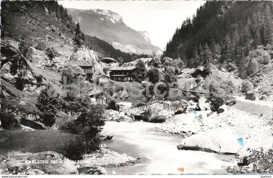 Karlsteg 860 m Zillertal - mountains - Alps - 5065 - old postcard - 1954 - Austria - used - JH Postcards