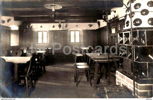 Gaststube auf der Erentrudisalm - Inn - interior - old postcard - Austria - used - JH Postcards