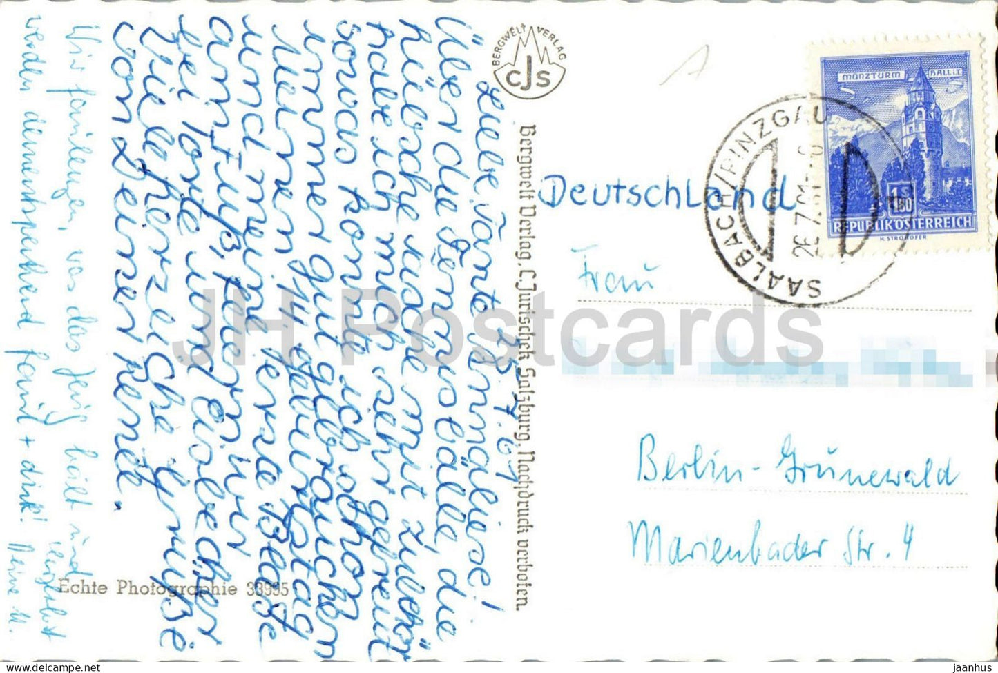 Station climatique de haute altitude Saalbach 1003 m avec téléphérique Schattberg - téléphérique - village - montagnes - Alpes - 1961 - Autriche - usagé