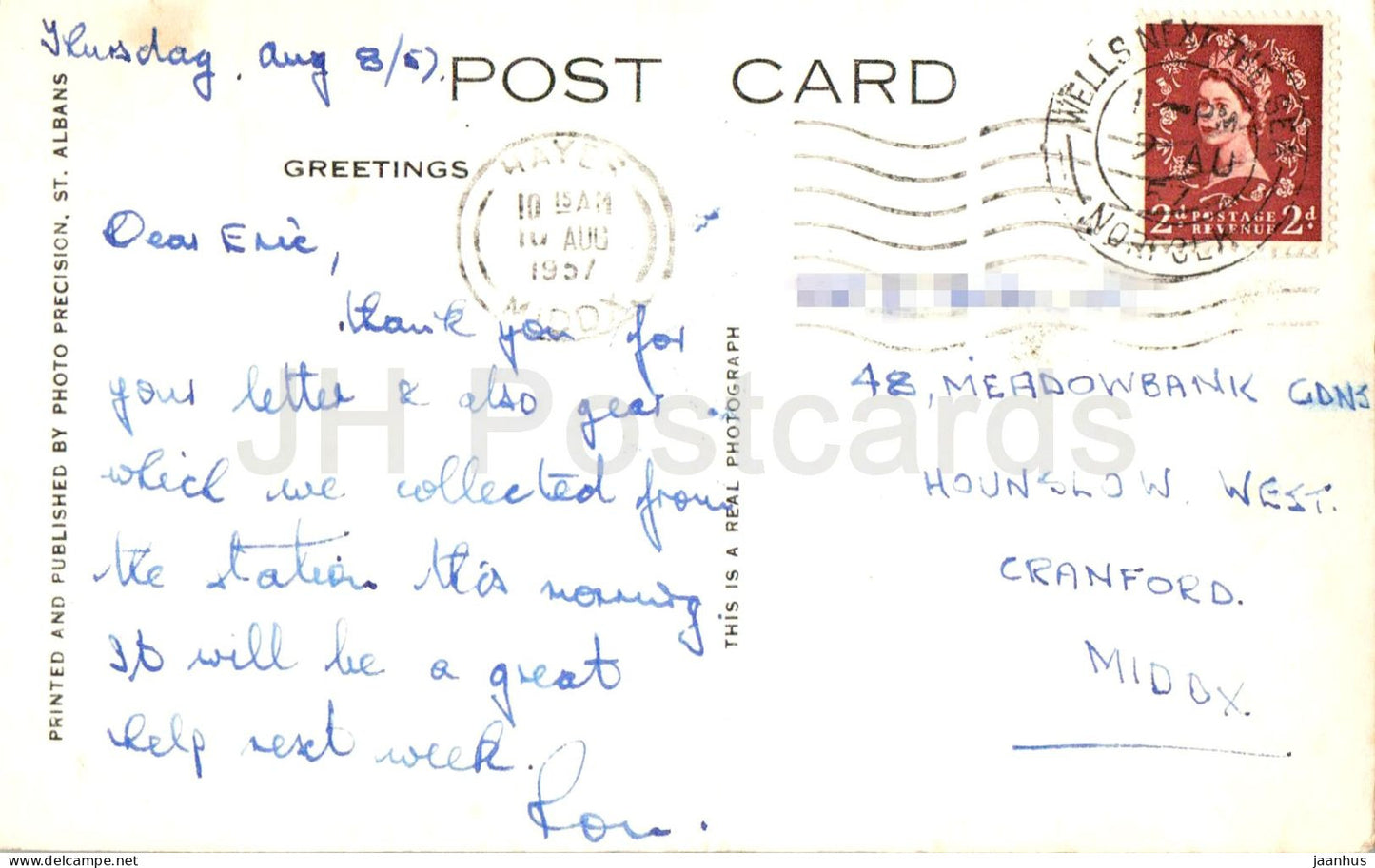 The Quay Wells-next-the-Sea Norfolk - Auto - Boot - 9298 - alte Postkarte - 1957 - England - Vereinigtes Königreich - gebraucht