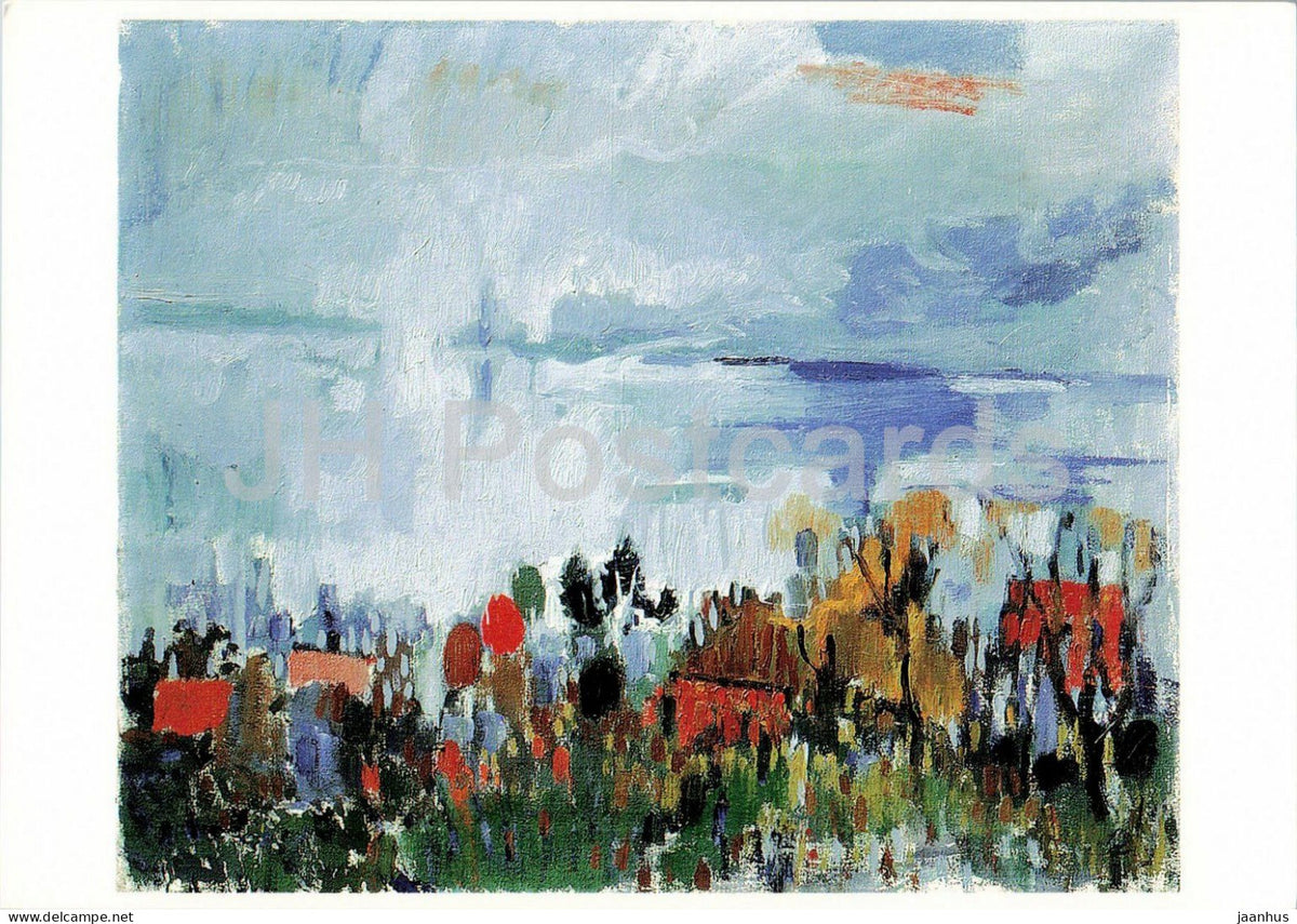 painting by Curth Georg Becker - Lake Constance Landscape in Autumn - Bodenseelandschaft im Herbst - Germany - unused - JH Postcards