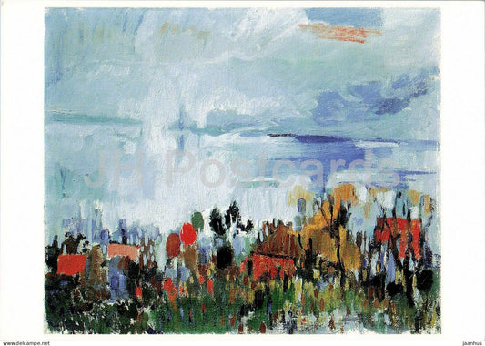 painting by Curth Georg Becker - Lake Constance Landscape in Autumn - Bodenseelandschaft im Herbst - Germany - unused - JH Postcards