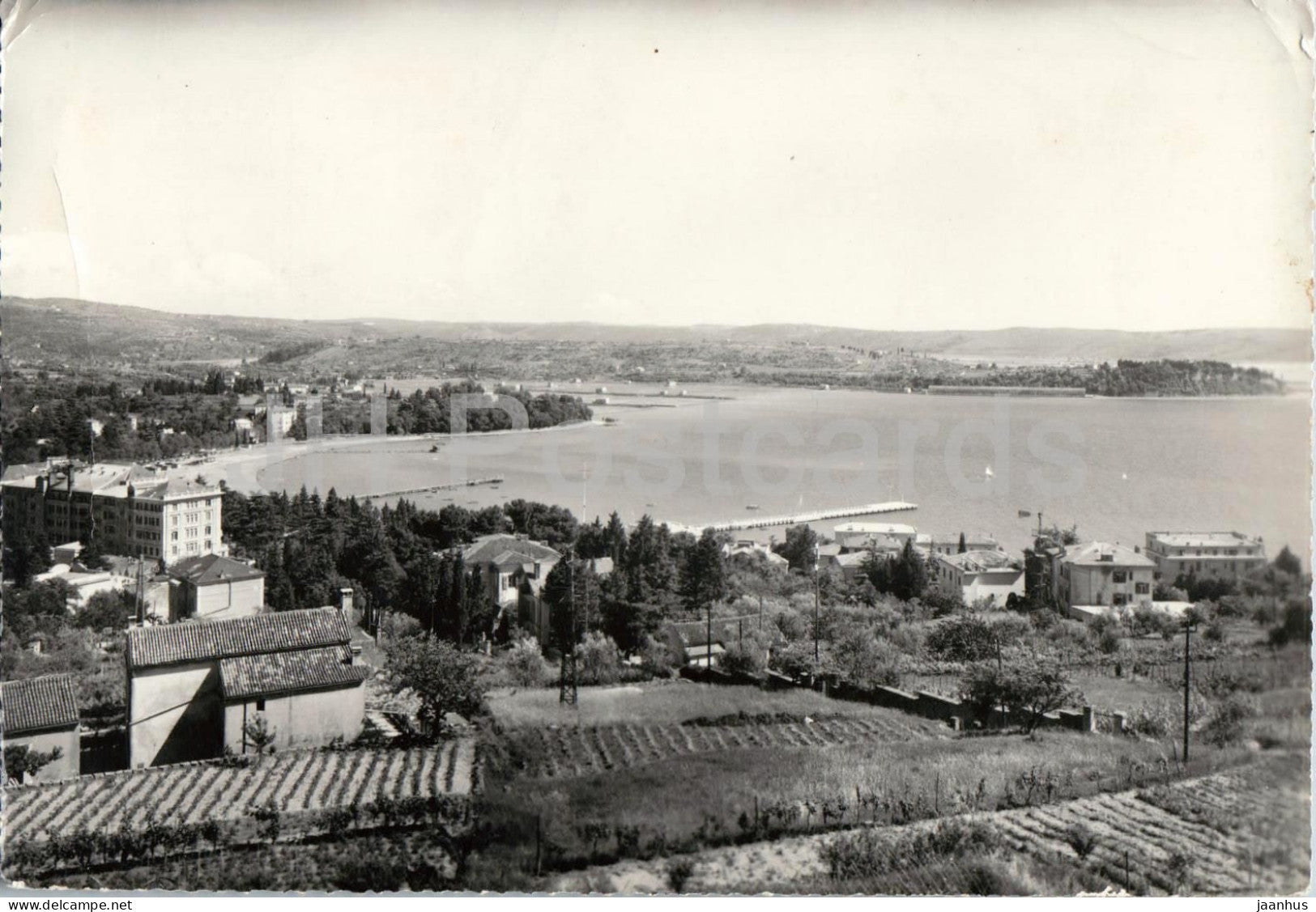 Portoroz - Panorama - seaside bay - coastal landscape - old postcard - 1966 - Croatia Slovenia - used - JH Postcards