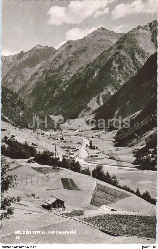 Solden 1377 m mit Innerwald - alpine village - valley - mountains - Tirol - 29 - old postcard - Austria - unused - JH Postcards