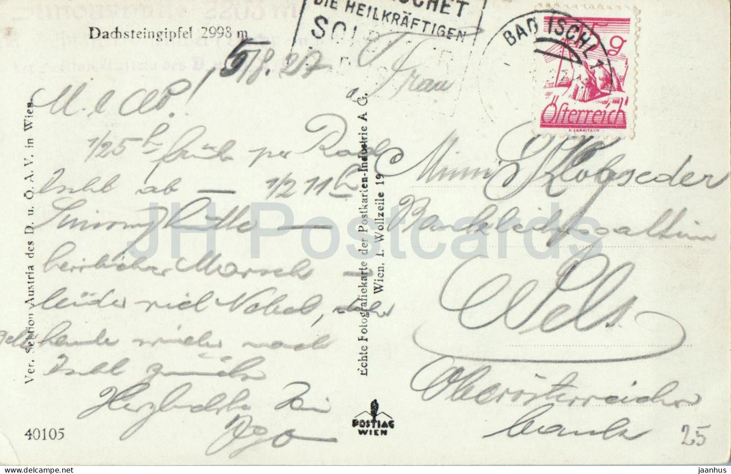 Dachsteingipfel 2993 m - No. 40105 - old postcard - 1927 - Austria - used
