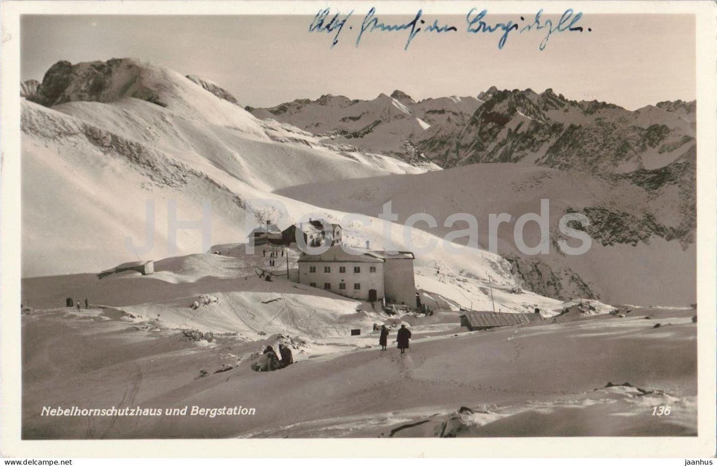 Nebelhornschutzhaus und Bergstation - mountain station - 136 - old postcard - 1930s - Germany - used - JH Postcards