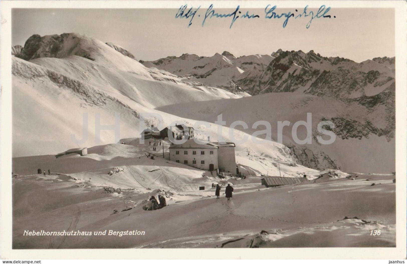 Nebelhornschutzhaus und Bergstation - mountain station - 136 - old postcard - 1930s - Germany - used - JH Postcards