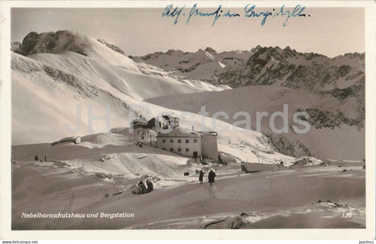 Nebelhornschutzhaus und Bergstation - mountain station - 136 - old postcard - 1930s - Germany - used - JH Postcards