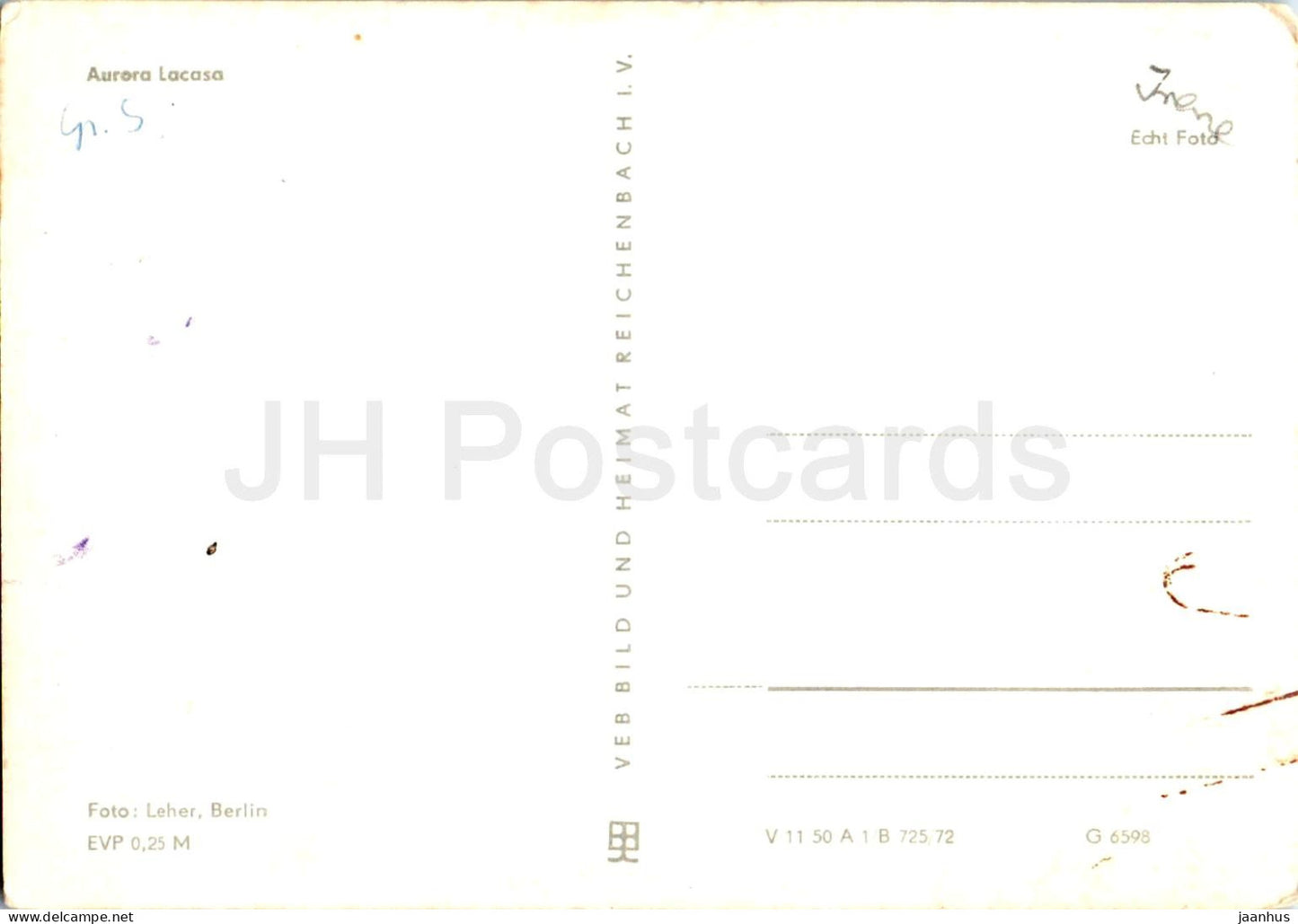 Aurora Lacasa – Deutsche Sängerin – 6598 – Deutschland DDR – unbenutzt 