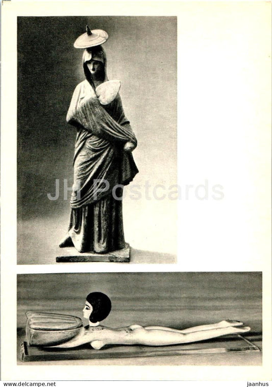 Tanagra figurine - toilet spoon - ancient world - Egypt - Greece - 1967 - Russia USSR - unused - JH Postcards