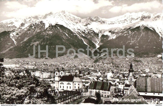 Innsbruck gegen Nordkette - alpine landscape - mountains - Alps - 214 - old postcard - Austria - unused - JH Postcards
