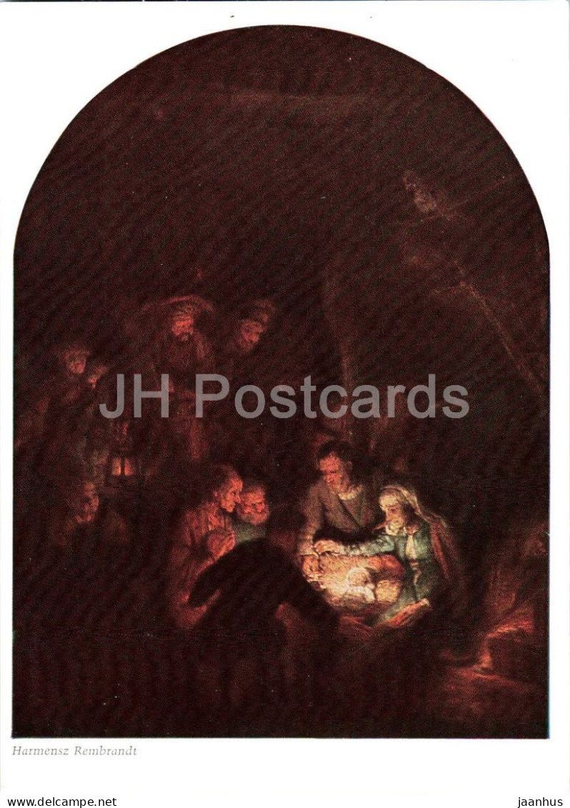 painting by Rembrandt - Anbetung - The Adoration of the Shepherds - Dutch art - 112 - Germany - unused - JH Postcards