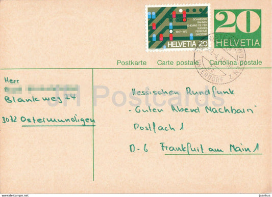 Guten Abend Nachbarn - Hessischer Rundfunk - postal stationery - 136 - 1972 - Switzerland - used - JH Postcards