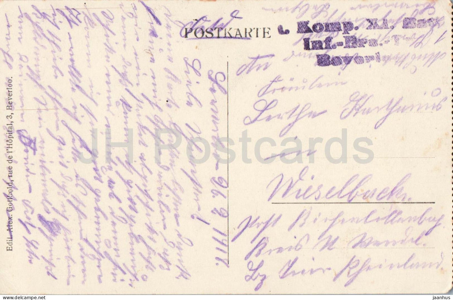 Beverloo - Gefangnis Malakoff - Gefängnis - Festung - Komp XI - Feldpost - Militärpost - 1918 - Belgien - gebraucht 