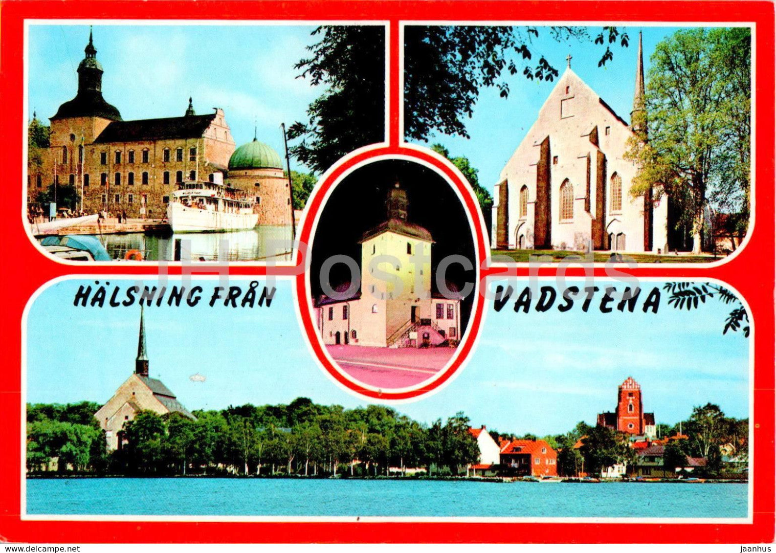 Halsning fran Vadstena - multiview - church - 42/7 - 2000 - Sweden - used - JH Postcards