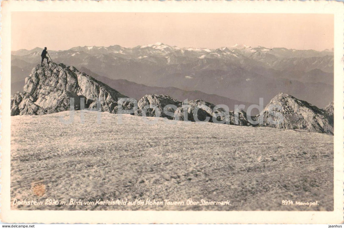 Dachstein 2996 m - Blick vom Karleisfeld auf die Hohen Tauern - 8914 - old postcard - 1930s - Austria - used - JH Postcards