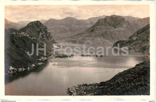 Lac de Lugano - Panorama depuis Serpiano - old postcard - Switzerland - used - JH Postcards