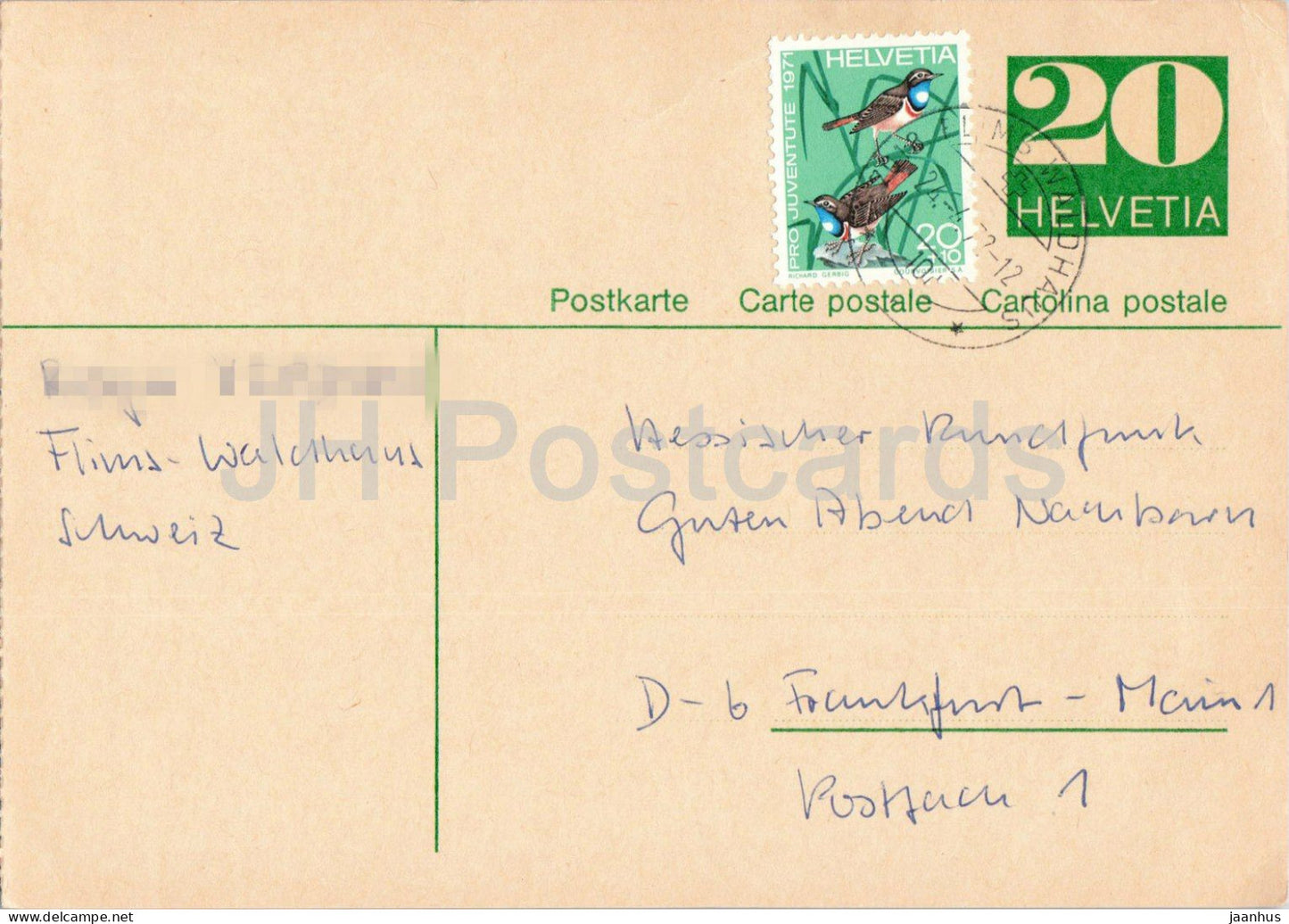 Guten Abend Nachbarn - Hessischer Rundfunk - postal stationery - 133 - 1972 - Switzerland - used - JH Postcards