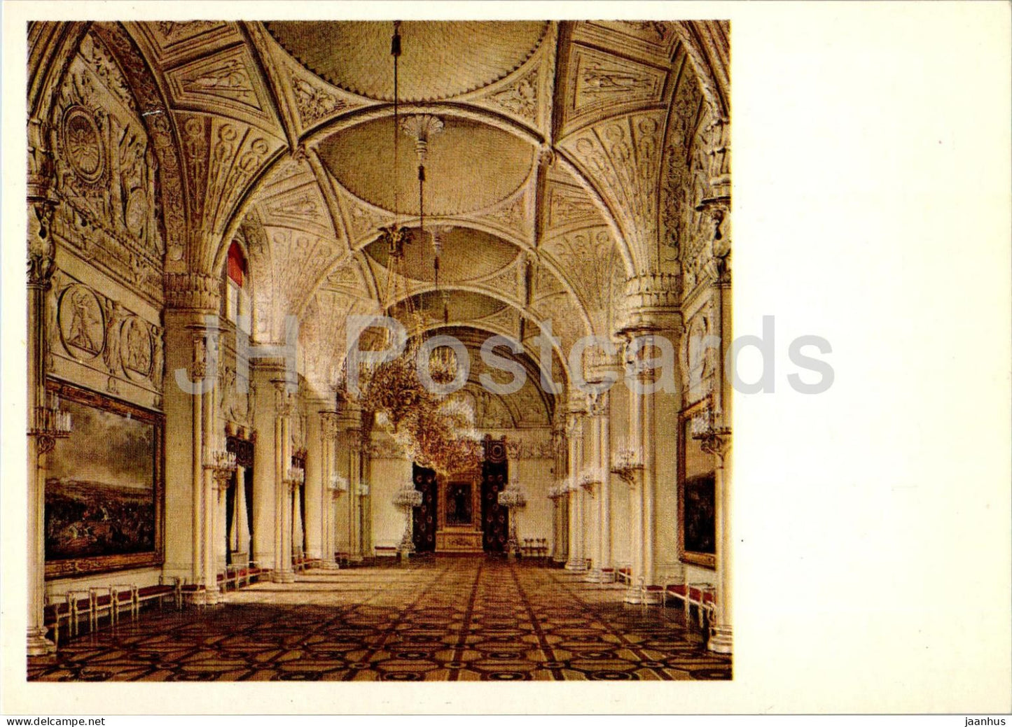 Leningrad - St Petersburg - Winter Palace - Alexander Hall - painting by Hau - 1975 - Russia USSR - unused - JH Postcards