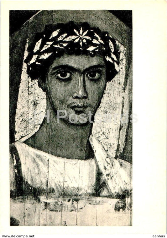 painting - Portrait of a young man in a gold wreath - ancient world - Egyptian art - 1967 - Russia USSR - unused - JH Postcards