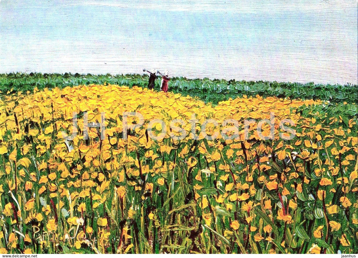 painting by Jakob Brackle - Blooming Dandelions - Bluhender Lowenzahn - German art - Germany - unused - JH Postcards