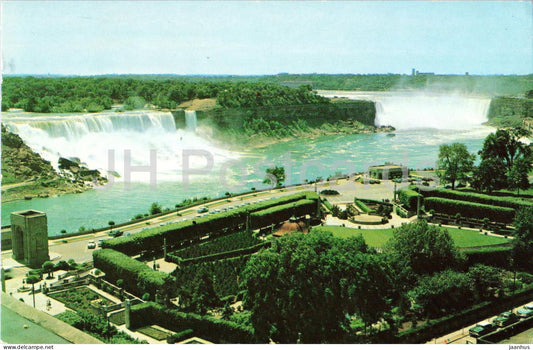 Niagara Falls - American Falls and Maid of the Mist - Canadian Horseshoe - old postcard - 1964 - USA - used - JH Postcards