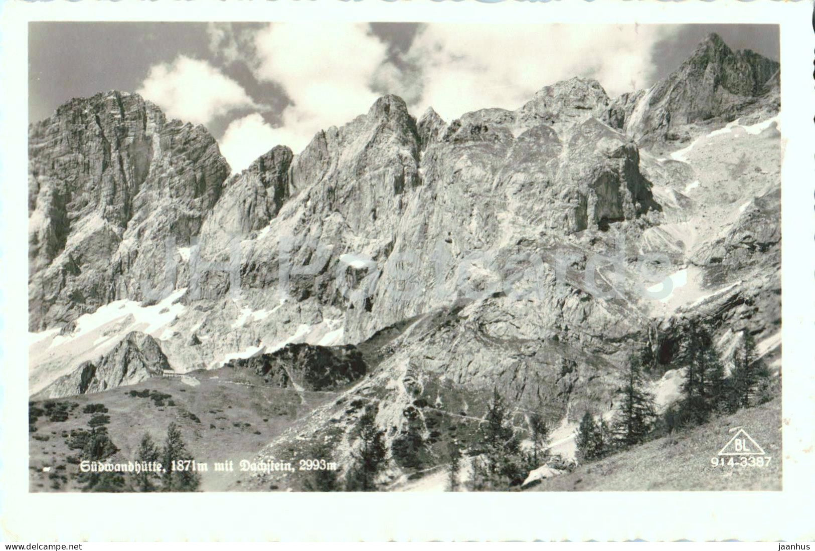 Sudwandhutte 1871 m mit Dachstein 2993 m - BL 914-3387 - old postcard - 1940 - Austria - used - JH Postcards