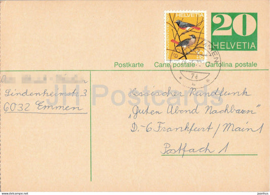 Guten Abend Nachbarn - Hessischer Rundfunk - postal stationery - 142 - 1972 - Switzerland - used - JH Postcards