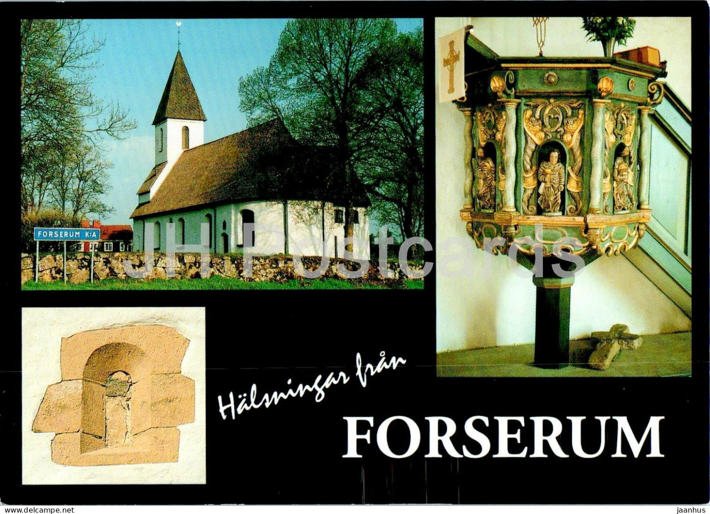 Halsning fran Forserum - Kyrka - Predikstolen - Pulpit - church - multiview - 2001 - Sweden - unused - JH Postcards
