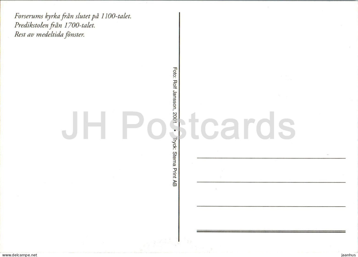 Halsning fran Forserum - Kyrka - Predikstolen - Chaire - église - multiview - 2001 - Suède - inutilisé 