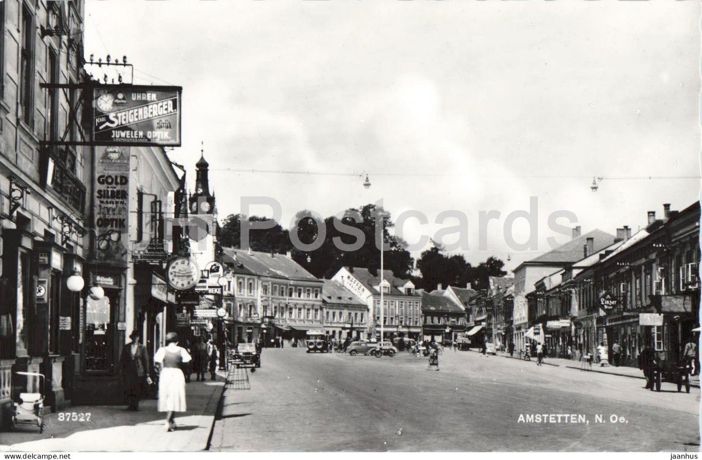 Amstetten N.O. - Karl Steigenberger Uhren - city view - street scene - shops - 87527 - old postcard - Austria - unused - JH Postcards